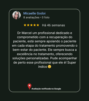 Avaliação 12 no Google sobre Dr. Marcel Carvalho