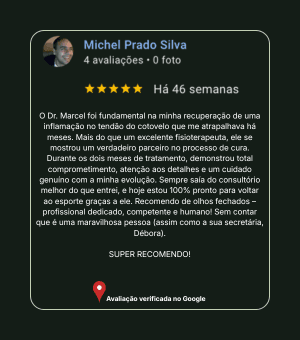 Avaliação 13 no Google sobre Dr. Marcel Carvalho